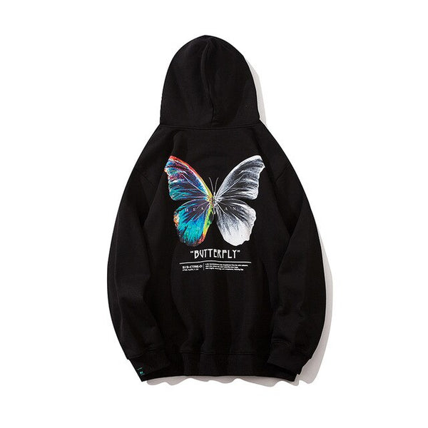 Hip Hop Butterfly Hoodie Sweatshirt Men Harajuku Streetwear Hooded Pullover Cotton Autumn Loose Hoodie Black Clothes | Vimost Shop.