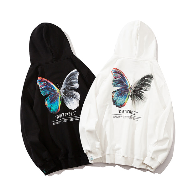 Hip Hop Butterfly Hoodie Sweatshirt Men Harajuku Streetwear Hooded Pullover Cotton Autumn Loose Hoodie Black Clothes | Vimost Shop.