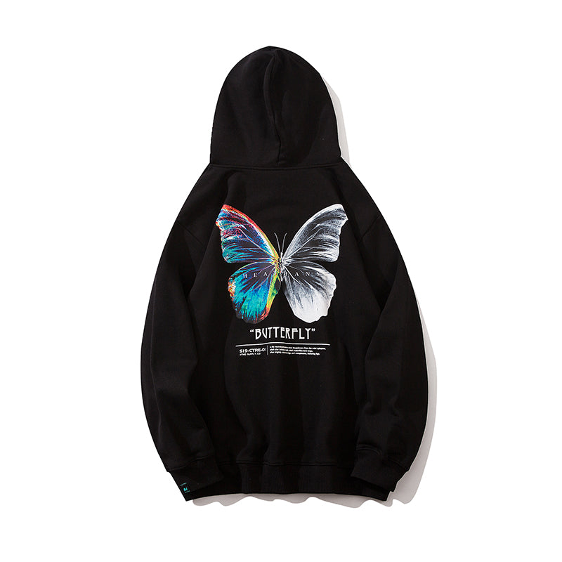 Hip Hop Butterfly Hoodie Sweatshirt Men Harajuku Streetwear Hooded Pullover Cotton Autumn Loose Hoodie Black Clothes | Vimost Shop.