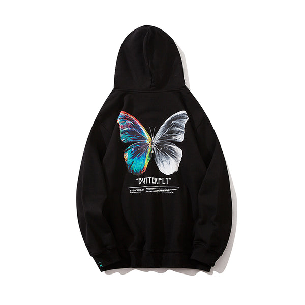 Hip Hop Butterfly Hoodie Sweatshirt Men Harajuku Streetwear Hooded Pullover Cotton Autumn Loose Hoodie Black Clothes | Vimost Shop.