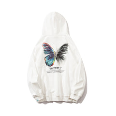 Hip Hop Butterfly Hoodie Sweatshirt Men Harajuku Streetwear Hooded Pullover Cotton Autumn Loose Hoodie Black Clothes