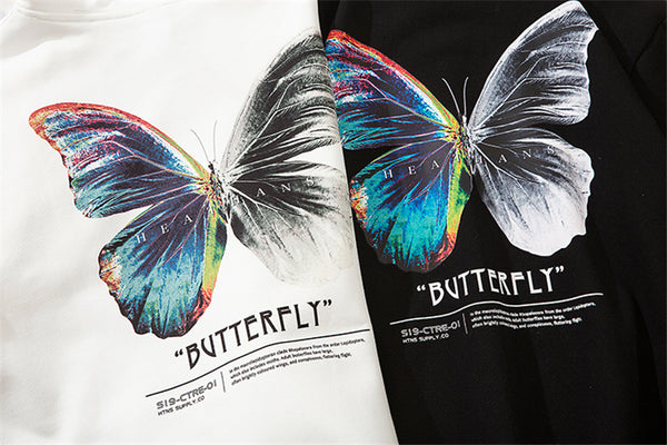 Hip Hop Butterfly Hoodie Sweatshirt Men Harajuku Streetwear Hooded Pullover Cotton Autumn Loose Hoodie Black Clothes | Vimost Shop.