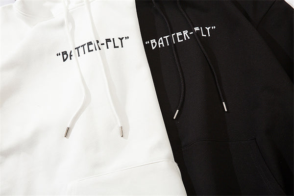 Hip Hop Butterfly Hoodie Sweatshirt Men Harajuku Streetwear Hooded Pullover Cotton Autumn Loose Hoodie Black Clothes | Vimost Shop.