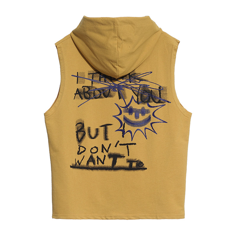 Streetwear Graffiti Hooded Tops Tees Shirts Summer Men Yellow Casual Loose Hip Hop Hoodie Clothing | Vimost Shop.