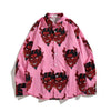 Japanese Style Devil Print Clothes Streetwear Shirts Mens Casual Long Sleeve Shirt Camisas Hip Hop Shirts Tops | Vimost Shop.