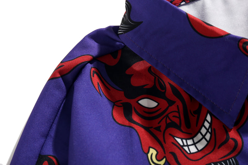 Japanese Style Devil Print Clothes Streetwear Shirts Mens Casual Long Sleeve Shirt Camisas Hip Hop Shirts Tops | Vimost Shop.