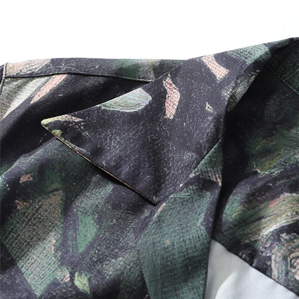 Fashion Painting Print Hawaiian Shirts Male Streetwear Hip Hop Casual Beach Camisas Shirt Summer Men Green Tops | Vimost Shop.