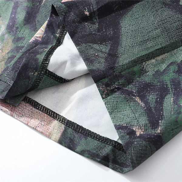 Fashion Painting Print Hawaiian Shirts Male Streetwear Hip Hop Casual Beach Camisas Shirt Summer Men Green Tops | Vimost Shop.