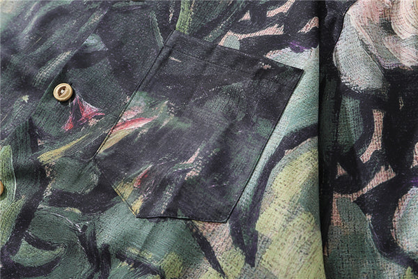 Fashion Painting Print Hawaiian Shirts Male Streetwear Hip Hop Casual Beach Camisas Shirt Summer Men Green Tops | Vimost Shop.