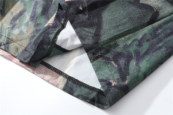 Fashion Painting Print Hawaiian Shirts Male Streetwear Hip Hop Casual Beach Camisas Shirt Summer Men Green Tops | Vimost Shop.