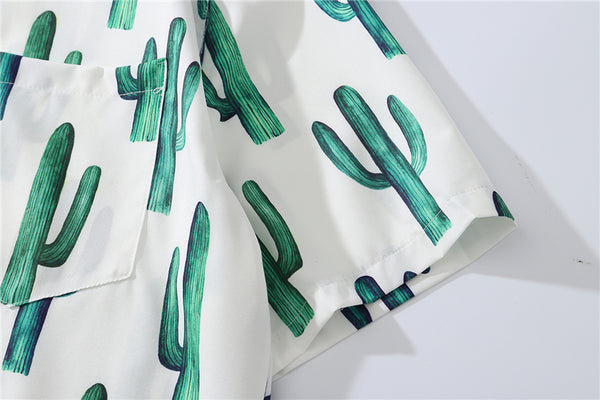 Summer Fashion Full Cactus Print Hawaiian Shirts Streetwear Hip Hop Casual Tropical Beach Short Sleeve Shirt Men Tops | Vimost Shop.