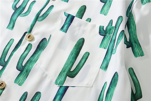 Summer Fashion Full Cactus Print Hawaiian Shirts Streetwear Hip Hop Casual Tropical Beach Short Sleeve Shirt Men Tops | Vimost Shop.