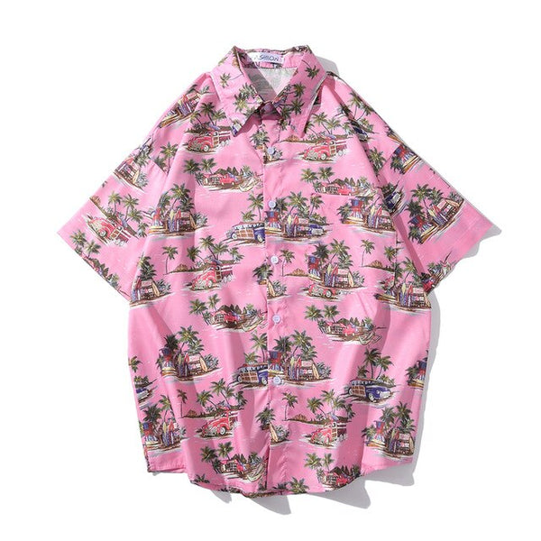 Arrival Men's Flower Shirt Hawaiian Camicias Casual Beach Wild Shirts Printed Short-sleeve Orange Blouses Tops | Vimost Shop.