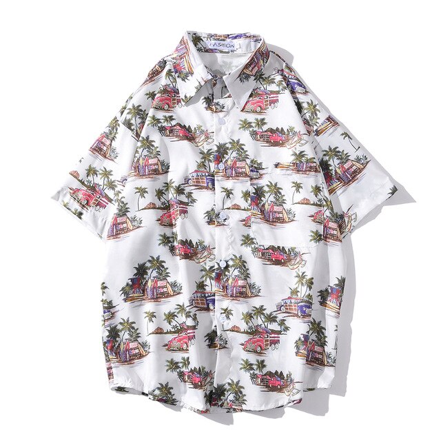 Arrival Men's Flower Shirt Hawaiian Camicias Casual Beach Wild Shirts Printed Short-sleeve Orange Blouses Tops | Vimost Shop.