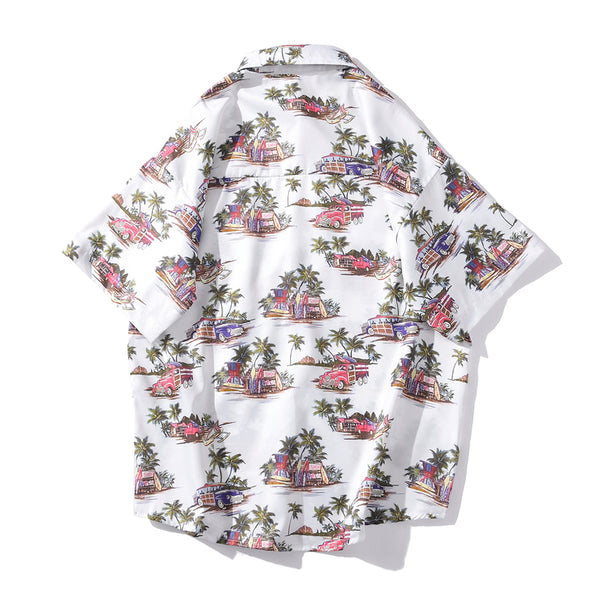 Arrival Men's Flower Shirt Hawaiian Camicias Casual Beach Wild Shirts Printed Short-sleeve Orange Blouses Tops | Vimost Shop.