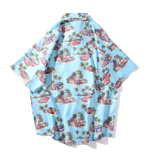 Arrival Men's Flower Shirt Hawaiian Camicias Casual Beach Wild Shirts Printed Short-sleeve Orange Blouses Tops | Vimost Shop.