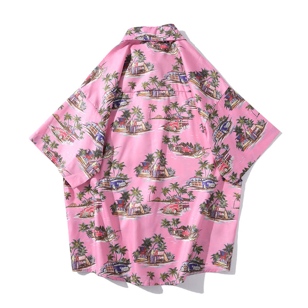 Arrival Men's Flower Shirt Hawaiian Camicias Casual Beach Wild Shirts Printed Short-sleeve Orange Blouses Tops | Vimost Shop.