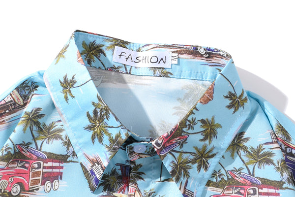 Arrival Men's Flower Shirt Hawaiian Camicias Casual Beach Wild Shirts Printed Short-sleeve Orange Blouses Tops | Vimost Shop.