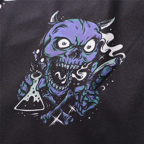 Summer Fashion Harajuku Full Devil Print Hawaiian Shirts Streetwear Hip Hop Casual Beach Short Sleeve Men Black Tops | Vimost Shop.
