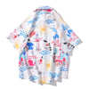 Men's Fashion Graffiti Shirt  Trend Hawaiian Casual Beach Shirts Summer Hip Hop Street Black Short Sleeve Tops Tees | Vimost Shop.
