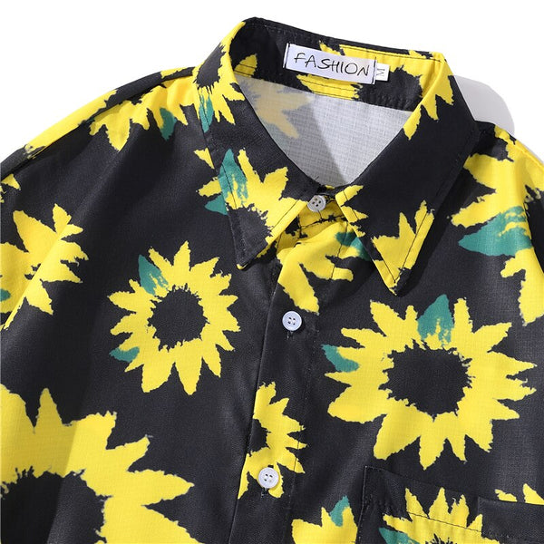 Flowers Shirt Hawaiian Casual Beach Shirts Summer Hip Hop Street Black White Pink Short Sleeve Tops Tees | Vimost Shop.