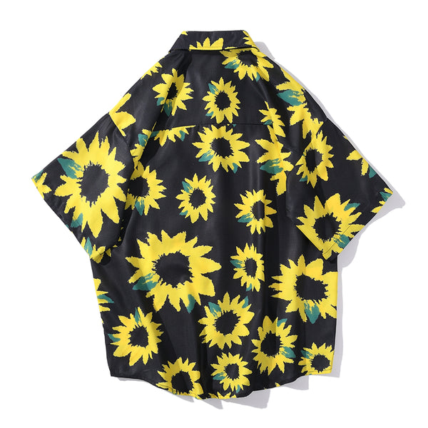 Flowers Shirt Hawaiian Casual Beach Shirts Summer Hip Hop Street Black White Pink Short Sleeve Tops Tees | Vimost Shop.