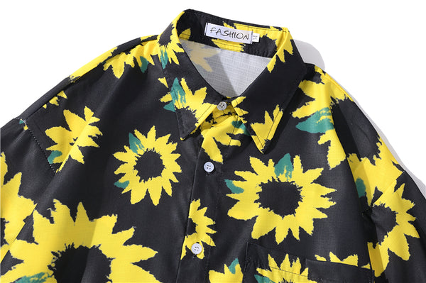 Flowers Shirt Hawaiian Casual Beach Shirts Summer Hip Hop Street Black White Pink Short Sleeve Tops Tees | Vimost Shop.