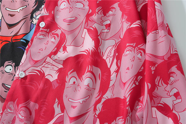 Japanese Style Funny Anime Print Long Sleeve Shirt 2020 Men Casual Hip Hop Streetwear Patchwork Oversized Shirt Korean | Vimost Shop.
