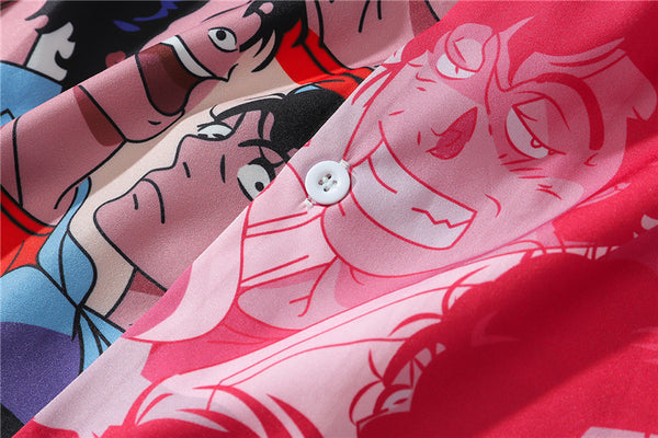 Japanese Style Funny Anime Print Long Sleeve Shirt 2020 Men Casual Hip Hop Streetwear Patchwork Oversized Shirt Korean | Vimost Shop.