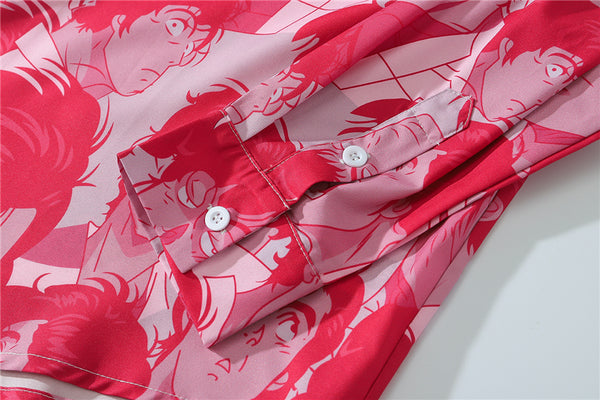 Japanese Style Funny Anime Print Long Sleeve Shirt 2020 Men Casual Hip Hop Streetwear Patchwork Oversized Shirt Korean | Vimost Shop.