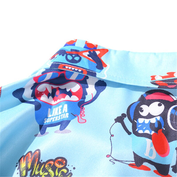 New Men's Cool Shirt Hawaiian Camicias Casual White Beach Shirts Hip Hop Street Cartoon Print Short Sleeve Tops | Vimost Shop.
