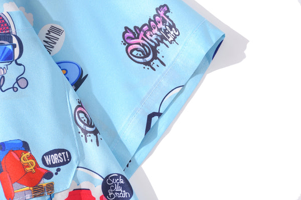 New Men's Cool Shirt Hawaiian Camicias Casual White Beach Shirts Hip Hop Street Cartoon Print Short Sleeve Tops | Vimost Shop.