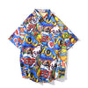 Summer Street Graffiti Blue Shirt Male Fashion Beach Holiday Shirt Hip Hop Casual Mens Short Sleeve Hawaiian Shirts | Vimost Shop.