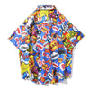 Summer Street Graffiti Blue Shirt Male Fashion Beach Holiday Shirt Hip Hop Casual Mens Short Sleeve Hawaiian Shirts | Vimost Shop.