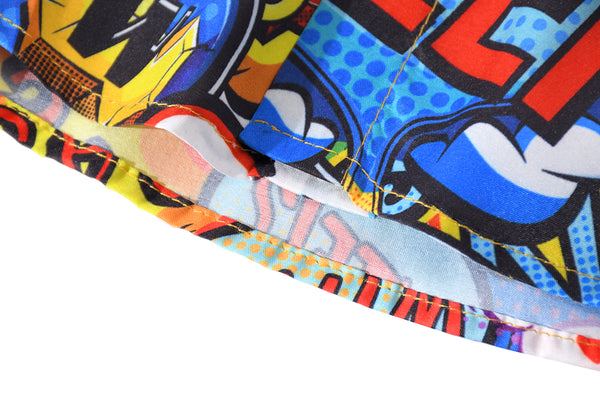 Summer Street Graffiti Blue Shirt Male Fashion Beach Holiday Shirt Hip Hop Casual Mens Short Sleeve Hawaiian Shirts | Vimost Shop.