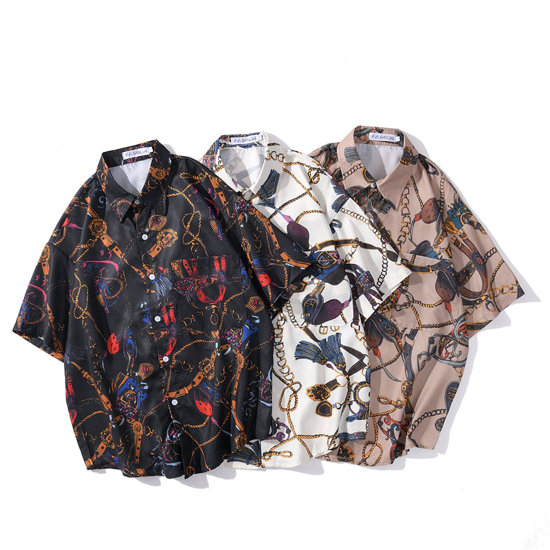 Fashion Brand Graphics Print Hawaiian Shirt Casual Vacation Beach Shirts Summer Hip Hop Short Sleeve Male Tops Tees | Vimost Shop.