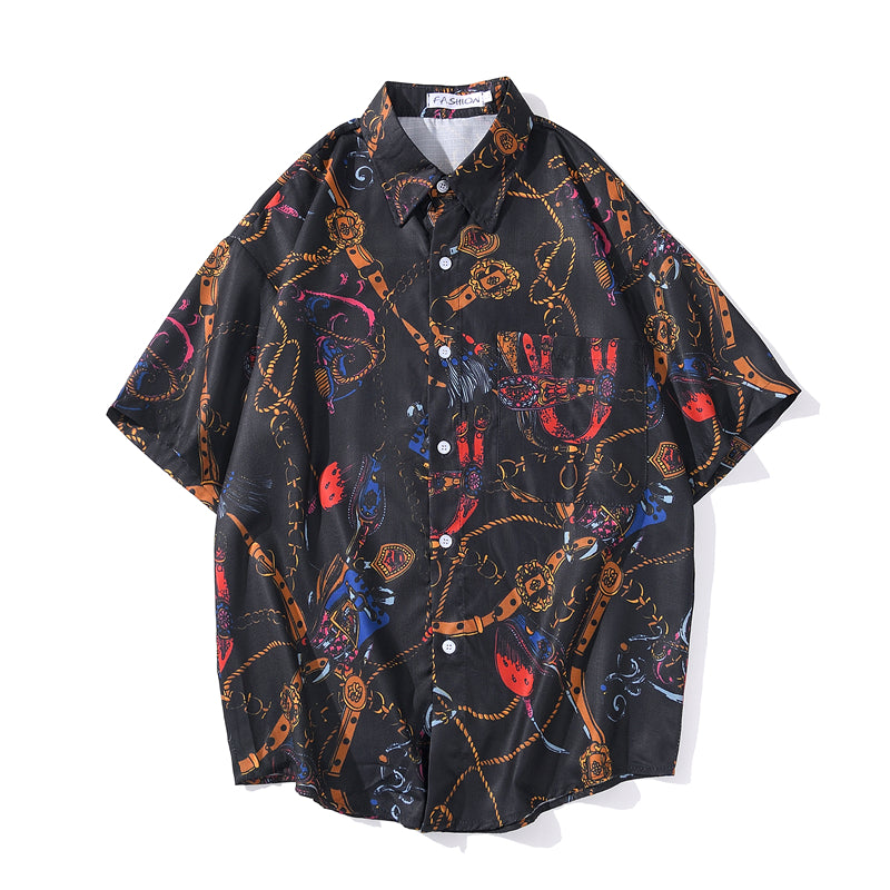Fashion Brand Graphics Print Hawaiian Shirt Casual Vacation Beach Shirts Summer Hip Hop Short Sleeve Male Tops Tees | Vimost Shop.