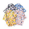 Summer Hip Hop Tops Korean Full Flowers Print Yellow Shirt Fashion Holiday Casual Mens Short Sleeve Hawaiian Shirts | Vimost Shop.