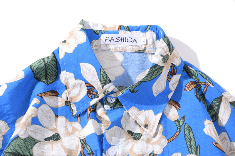 Summer Hip Hop Tops Korean Full Flowers Print Yellow Shirt Fashion Holiday Casual Mens Short Sleeve Hawaiian Shirts | Vimost Shop.