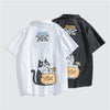 Japanese Style Cat Print White Shirts Mens Casual Short Sleeve Shirt Male Fashion Cotton Shirts Tops Clothing | Vimost Shop.