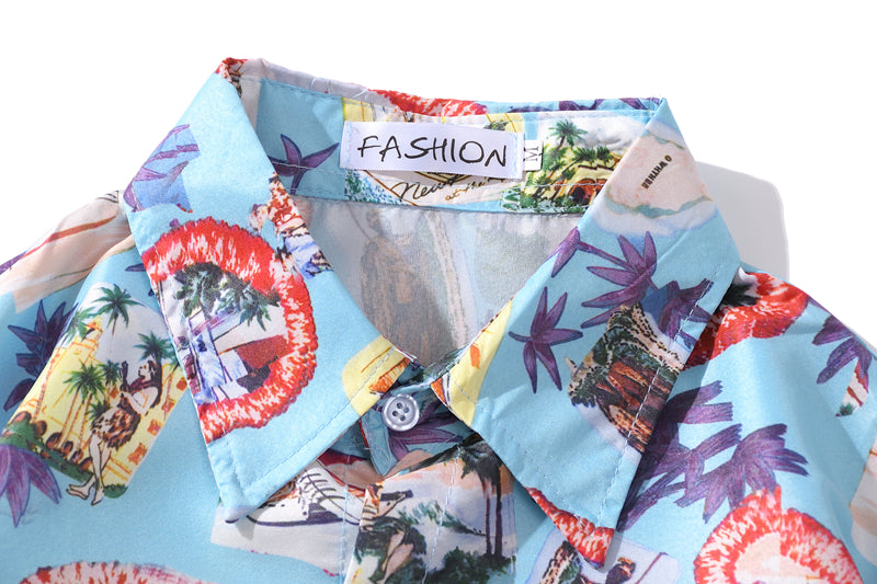 Summer Korean Flower Shirt Fashion Beach Holiday Pink Shirt Casual Mens Short Sleeve Hawaiian Shirts | Vimost Shop.