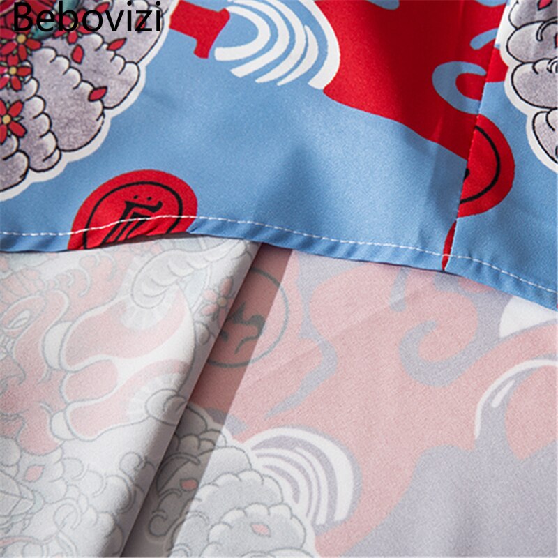 Japanese Style Demon Print Patchwork Streetwear Shirts Mens Casual Long Sleeve Shirt Camisas Hip Hop Shirts Top Clothes | Vimost Shop.