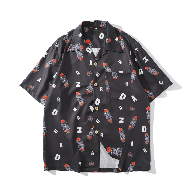 Hip Hop Print Holiday Shirts Short Sleeve Summer Beach Streetwear Green Hawaiian Shirts Men Casual Harajuku Aloha Shirt | Vimost Shop.