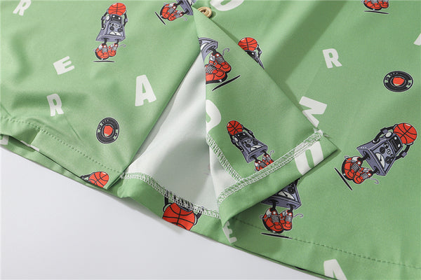 Hip Hop Print Holiday Shirts Short Sleeve Summer Beach Streetwear Green Hawaiian Shirts Men Casual Harajuku Aloha Shirt | Vimost Shop.