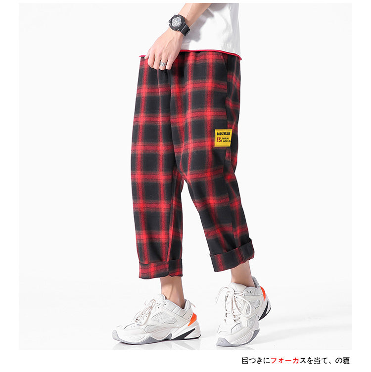 Men's Joggers Plaid Pants Man Black Cotton Comfortable Pant Summer Casual Streetwear Loose Trouser Japanese Trendy Sweatpants | Vimost Shop.