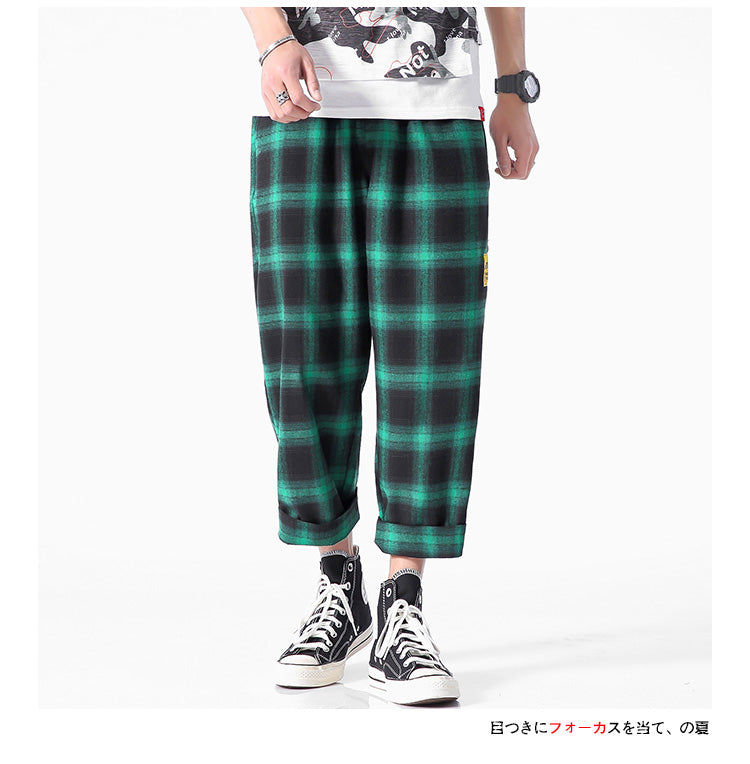 Men's Joggers Plaid Pants Man Black Cotton Comfortable Pant Summer Casual Streetwear Loose Trouser Japanese Trendy Sweatpants | Vimost Shop.