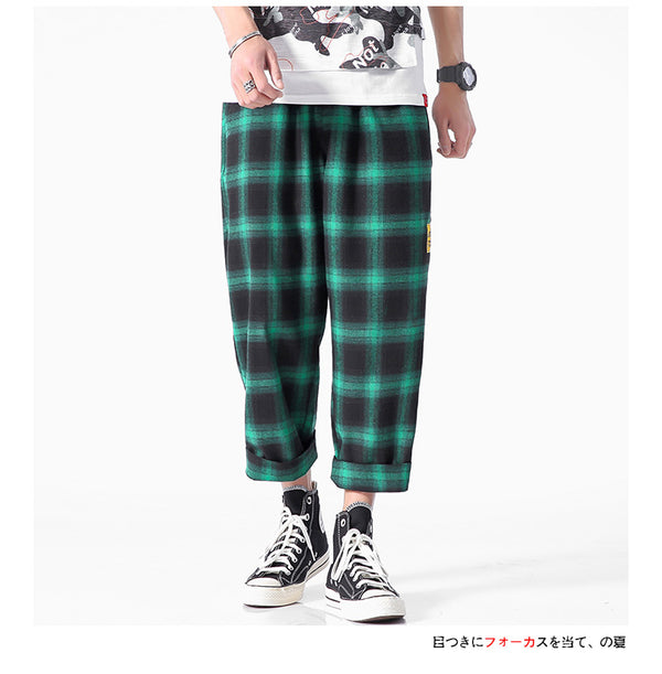 Men's  Joggers  Plaid Pants Man Black Cotton Comfortable Pant Summer Casual Streetwear Loose Trouser Japanese Trendy Sweatpants | Vimost Shop.