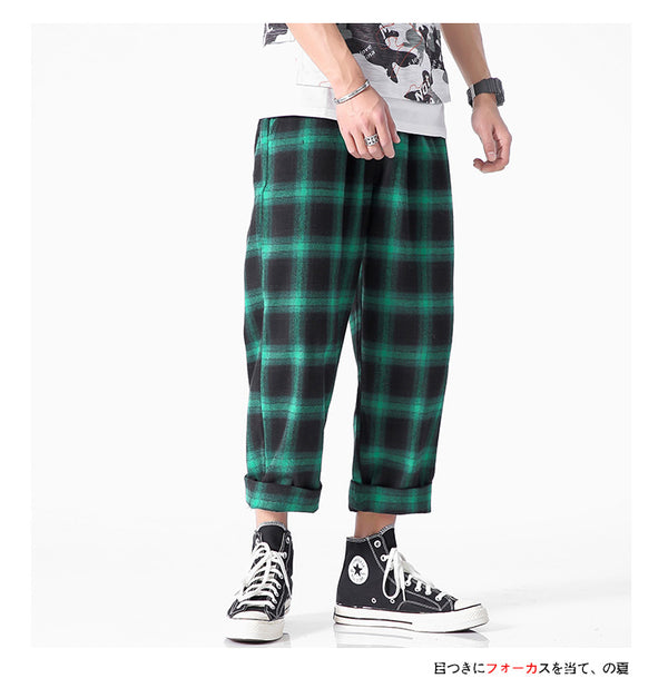Men's  Joggers  Plaid Pants Man Black Cotton Comfortable Pant Summer Casual Streetwear Loose Trouser Japanese Trendy Sweatpants | Vimost Shop.