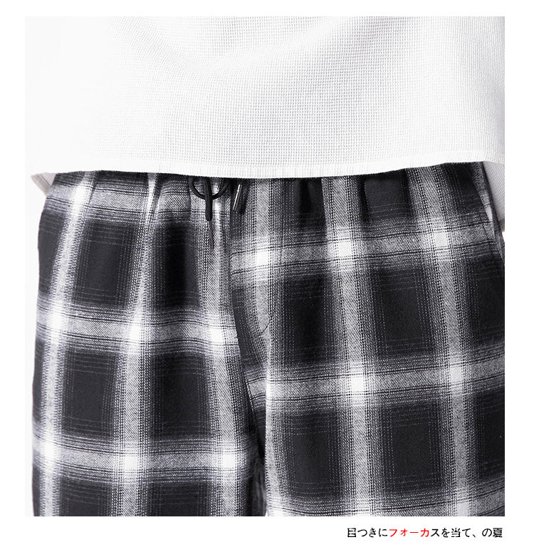 Men's Joggers Plaid Pants Man Black Cotton Comfortable Pant Summer Casual Streetwear Loose Trouser Japanese Trendy Sweatpants | Vimost Shop.