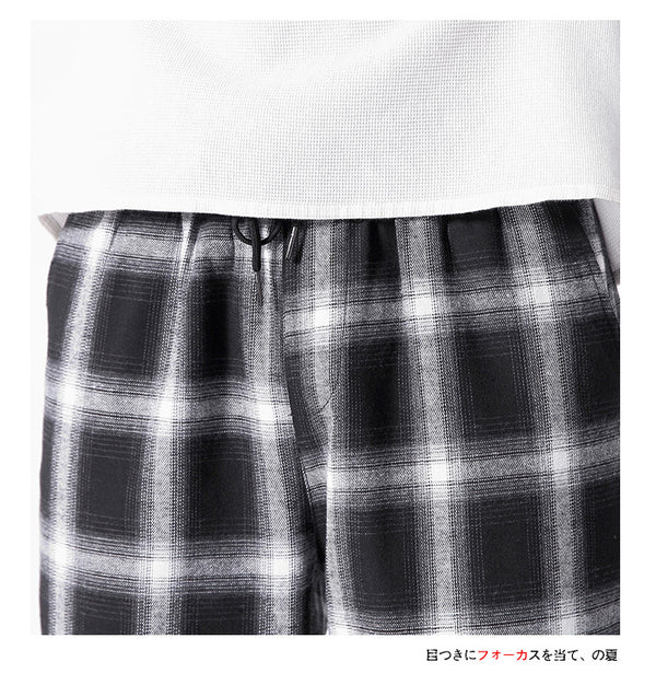 Men's  Joggers  Plaid Pants Man Black Cotton Comfortable Pant Summer Casual Streetwear Loose Trouser Japanese Trendy Sweatpants | Vimost Shop.